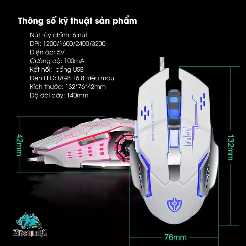 Chuột máy tính Gaming có dây X7 giá rẻ - Led RGB, 6 nút bấm DPI Khủng 3200 Chơi Game Làm Việc Văn Phòng Cực Tiện Dụng