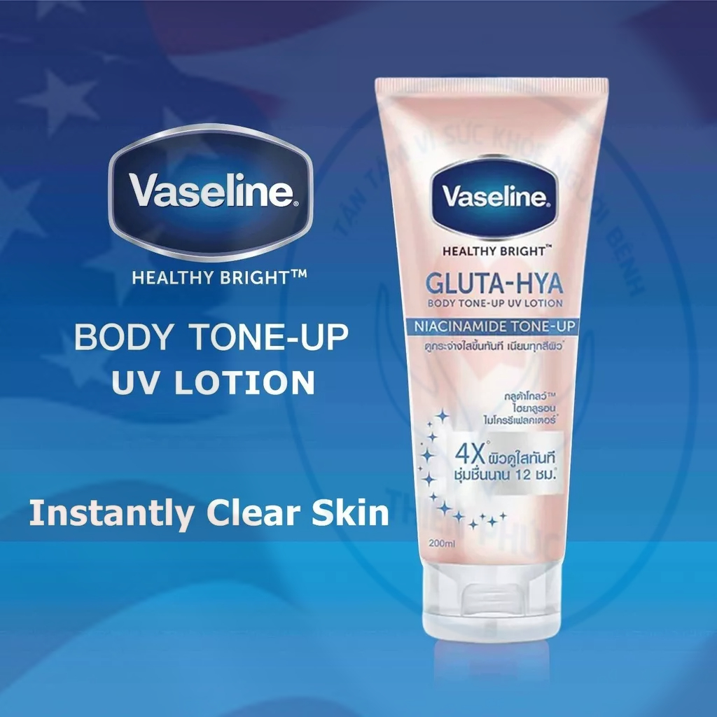 [TRẮNG HỒNG BẬT TONE] Nâng TONE DA Tức Thì Vaseline Healthy Bright Gluta-Hya Body Tone-Up UV Lotion (Hàng Chính Hãng)