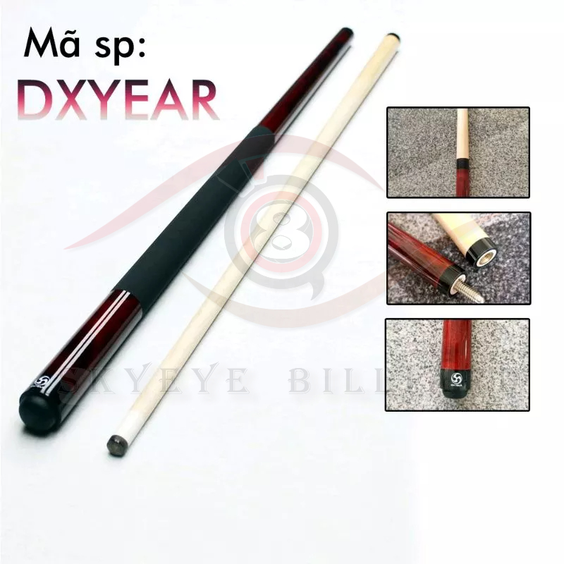 Combo Cơ bida gỗ đỏ ngọn mộc DXYEAR kèm phụ kiện