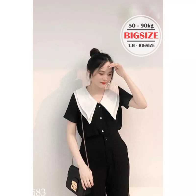 Đồ bộ bigsize nữ áo kiểu phối vạt nhọn kèm quần ống suông bigsize 