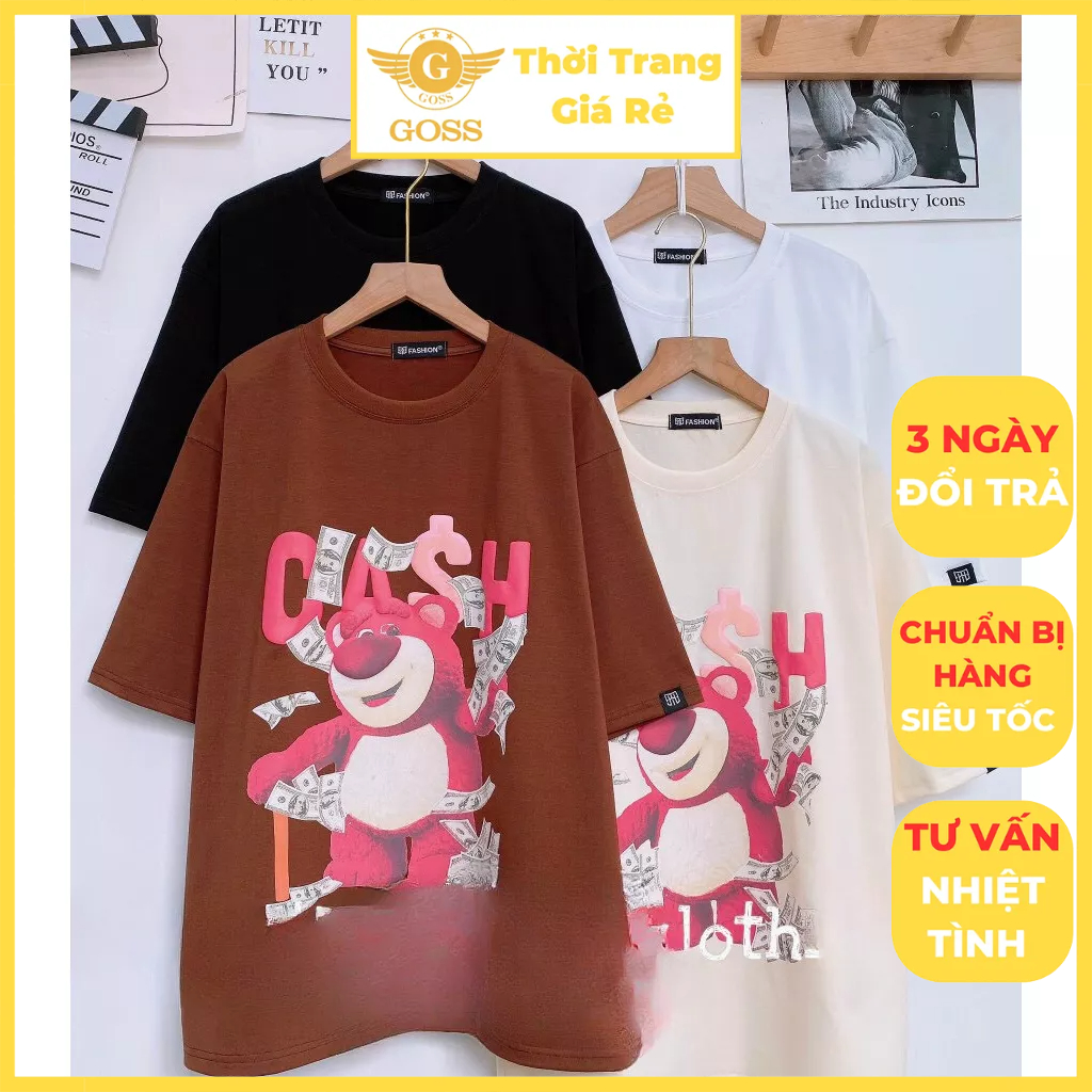 Áo Phông In Họa Tiết Lotso Cash Chất Thun Mềm Oversize GOSS GA23 Áo Thun Đôi Áo Phông Cặp Phong Cách Trẻ Trung