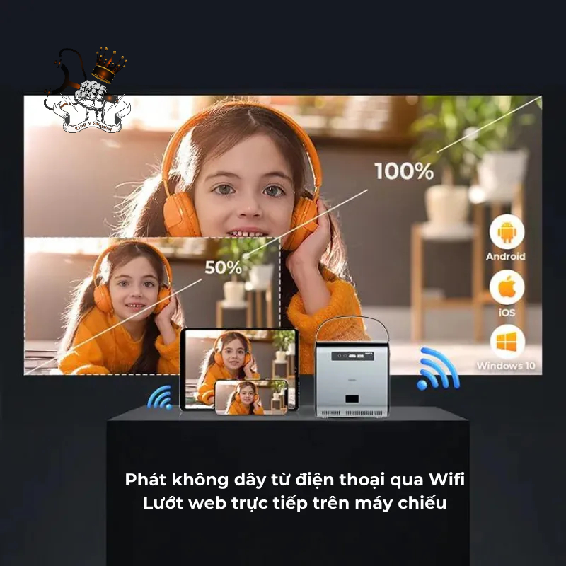 Máy Chiếu Mini S6 Siêu Nét có Hỗ Trợ Tiếng Việt, Kết Nối Bluetooth Wifi Chạy Hệ Điều Hành Android 9 Cao Cấp - DCP24
