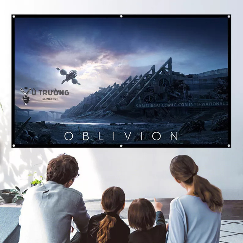 Màn chiếu treo tường 4K, màn 100inch chất liệu PVC cao cấp tỷ lệ 16:9, dùng cho máy chiếu,loại dày, tương phản cao-DCP25