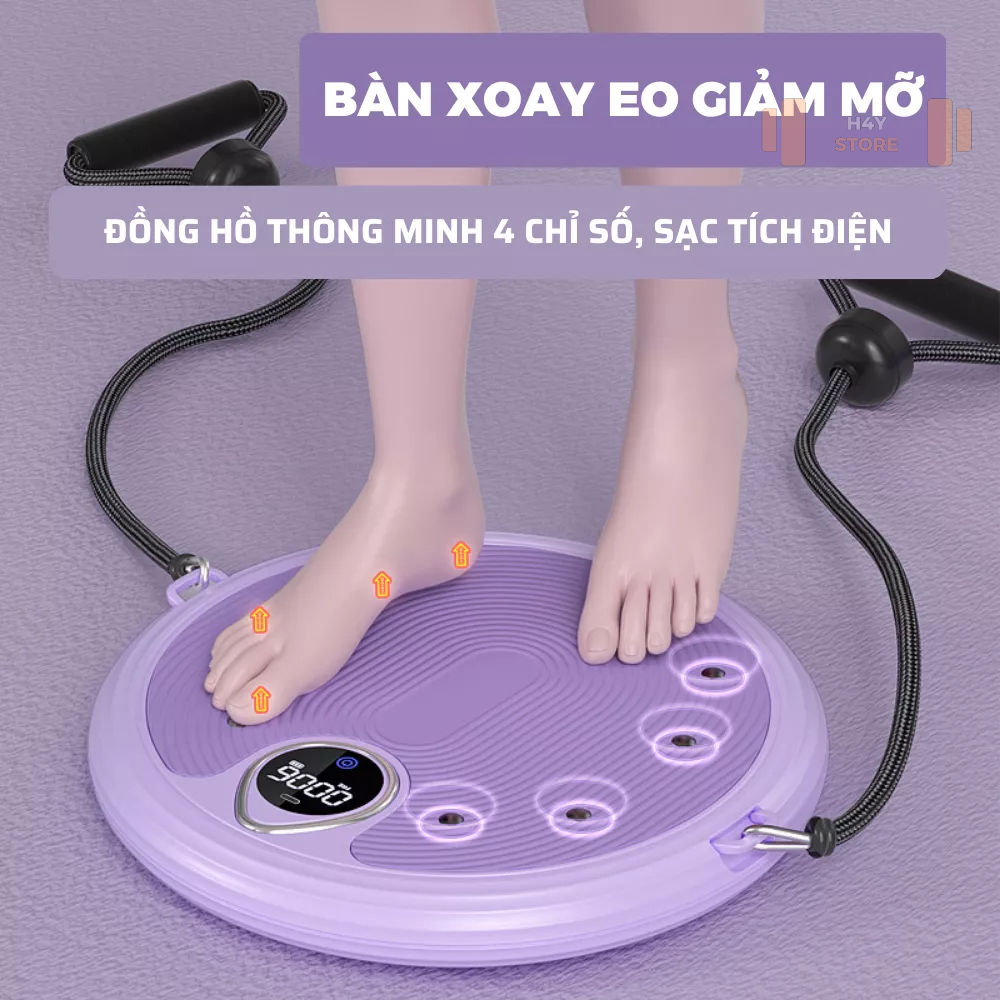Bàn Xoay Giảm Mỡ Bụng, Bàn Xoay 360 độ thông minh hỗ trợ các bài tập Cơ Bụng, Squat tặng kèm dây kháng lực