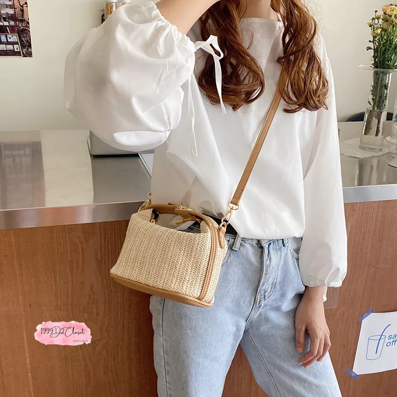 Túi Cói Du Lịch Phong Cách Retro Sang Trọng Mã D16