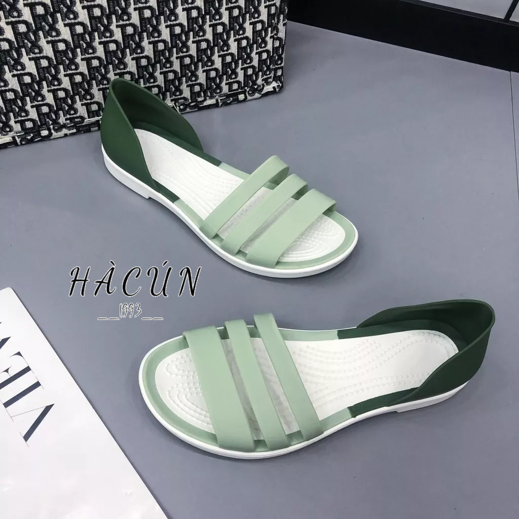Giày nữ mùa hè dế bằng cao su siêu êm, sandal đế phẳng mùa hè 2023, dép nữ đi biển SPN25