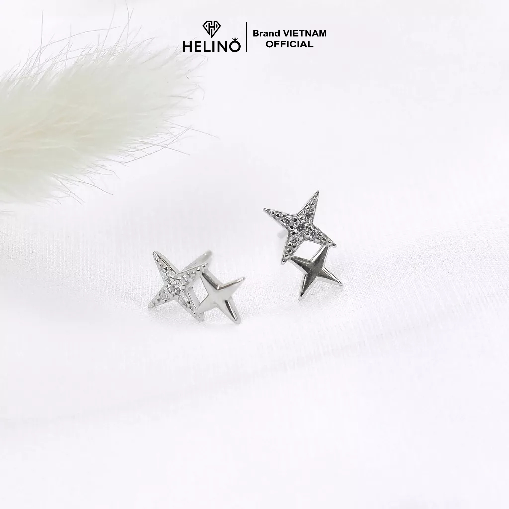 Khuyên tai bạc nữ HELINO Double Stars lấp lánh T13