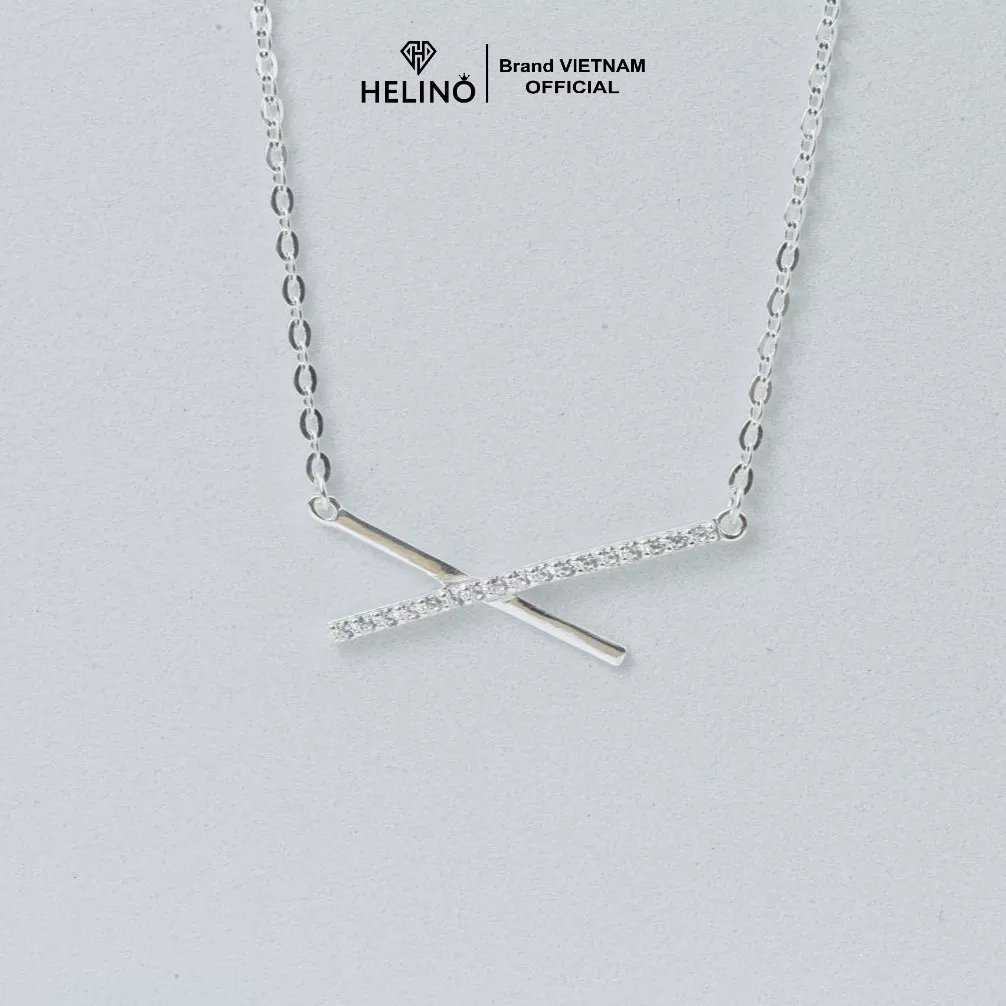 Dây chuyền bạc HELINO, chữ X đính đá lấp lánh, trang sức phụ kiện C09