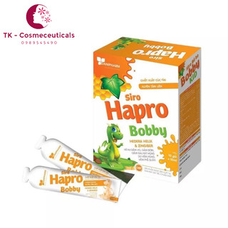 Siro hapro bobby giảm ho, giảm đờm đau rát họng viem họng, viem phế quản - hộp 20 gói x 10ml