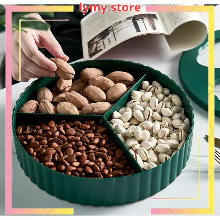 Khay Đựng Mứt Tết 2 Tầng Phong Cách Châu Âu Hiện Đại Hình Con Hưu Vàng LMKMT01