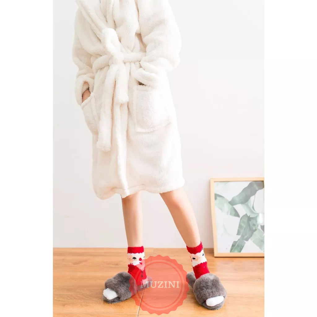 Set 5 Tất giáng sinh Muzini vớ len lông cừu họa tiết Noel đáng yêu vui nhộn TN135