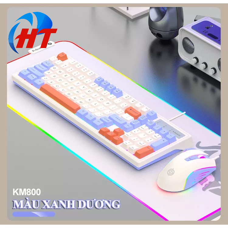 Bộ bàn phím và chuột có dây K-SNAKE KM800 chuyên game thiết kế phím mini size kèm theo đèn led 7 màu -HT
