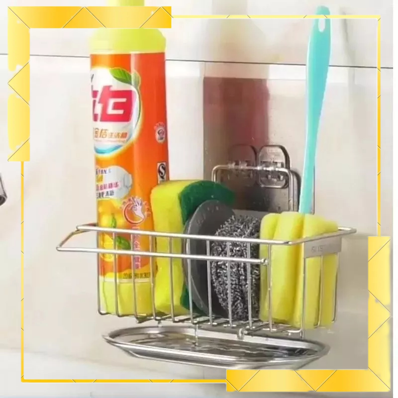 KỆ INOX ĐỂ ĐỒ ĐỰNG GIẺ RỬA BÁT GẮN TƯỜNG KÈM KHAY HỨNG NƯỚC