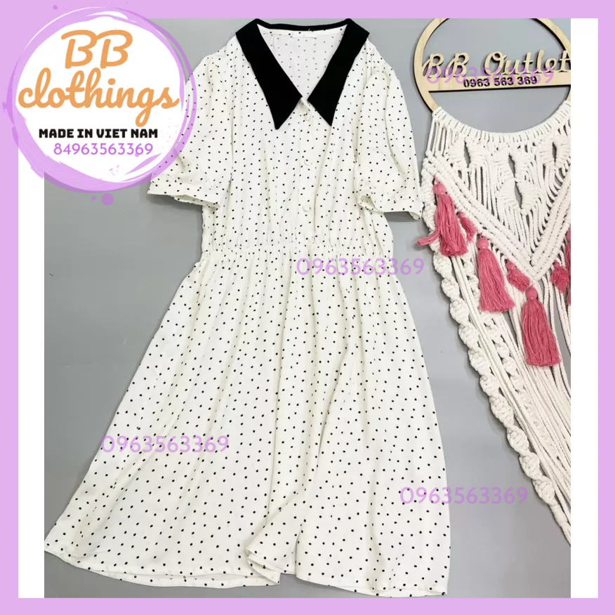 Váy lanh chấm bi xuất dư - lanh lóng chéo siêu xịn