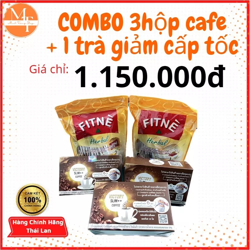 Bộ đôi cà phê giảm cân cấp tốc Thái Lan Victory Slim Coffee và trà thải độc FitneHerbal loại mạnh X3 - Minh Trang Shop92