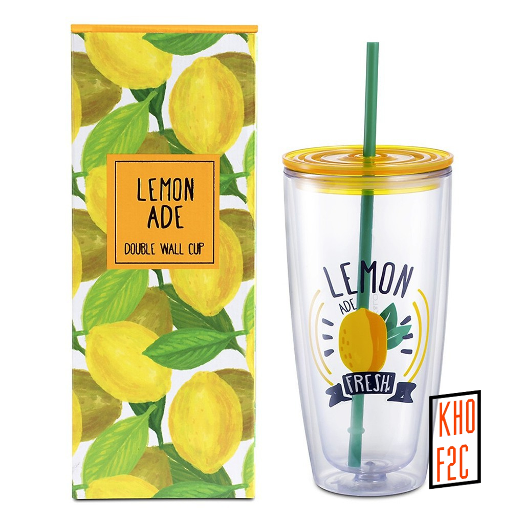 Ly nhựa 2 lớp kèm ống hút HAP507 750ml - KHOF2C