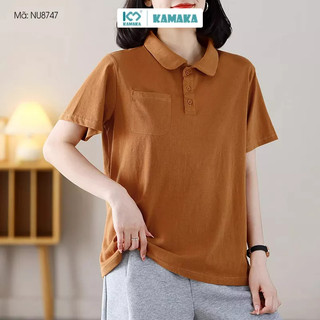 Áo T-shirt KAMAKA ngắn tay cổ pipi một túi nhỏ - NU8747