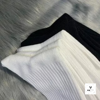Tất dài vớ Nam Nữ Trơn Trắng Đen Basic Cotton 100%