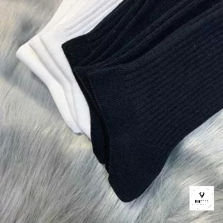 Tất dài vớ Nam Nữ Trơn Trắng Đen Basic Cotton 100%