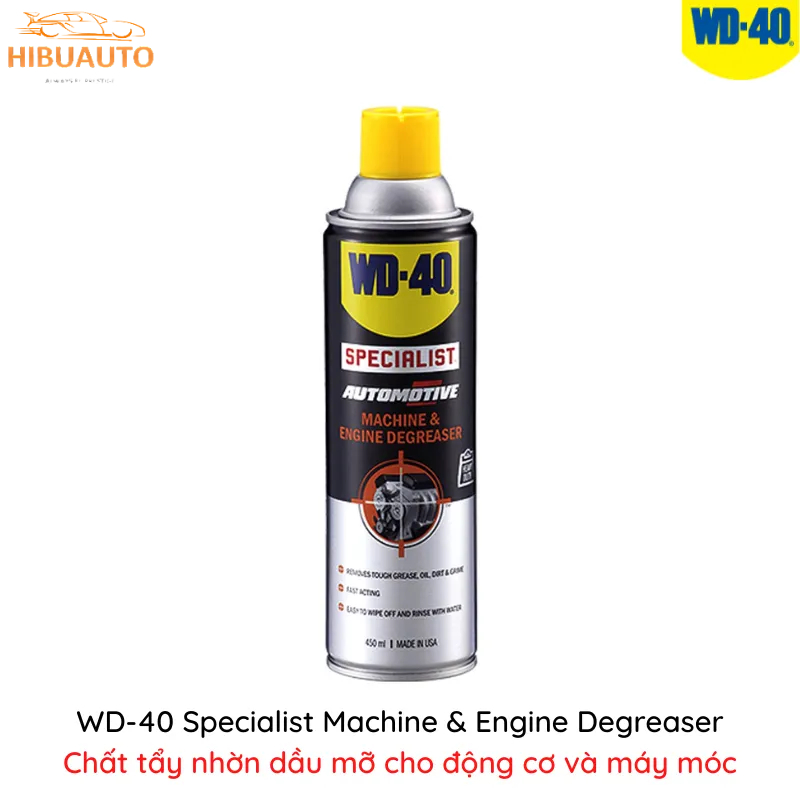 Chất Tẩy Nhờn Dầu Mỡ Mạnh mẽ WD-40 Machine & Engine Degrease 450ml, Làm Sạch Động Cơ