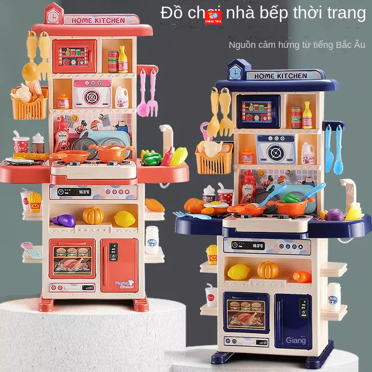 Bộ đồ chơi nhà bếp cỡ lớn có hiệu ứng khói,vòi nước cỡ lớn 74cm đồ chơi nấu ăn nhập vai cho bé Bingsu Toys