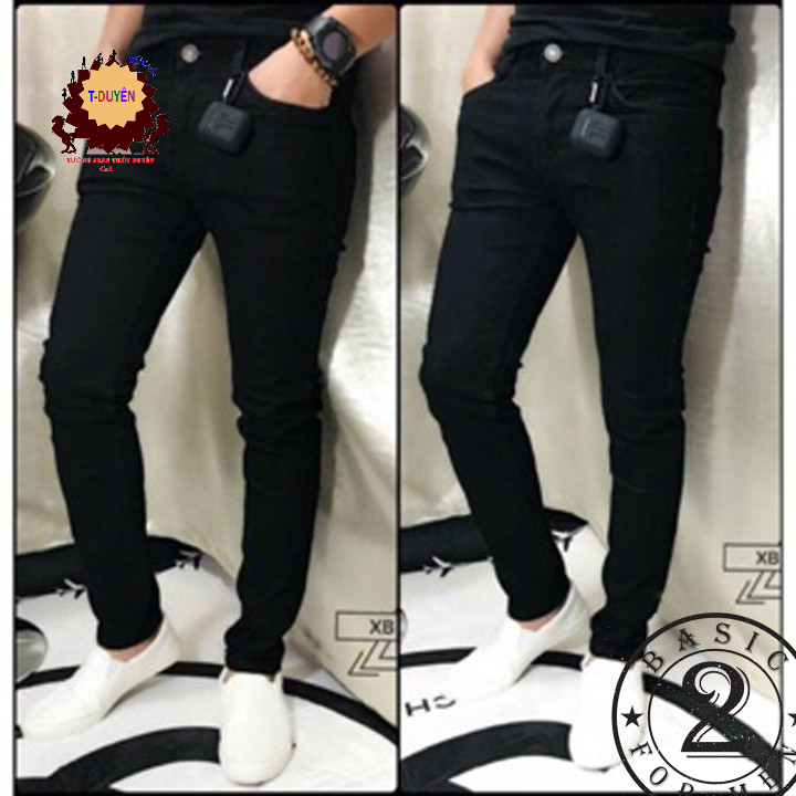 QUẦN JEAN NAM  RÁCH GỐI ĐEN SHOP HÀN