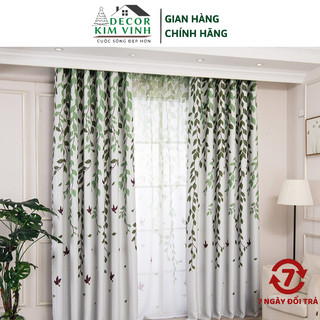 Rèm Vải Dây Lá Xanh Rũ Decor Kim Vinh Khoen Lỗ DCKV23