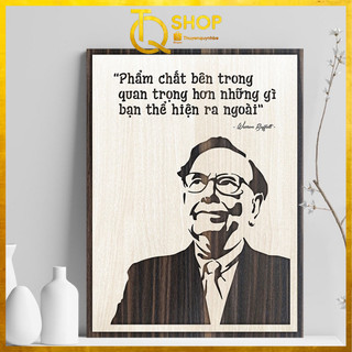 Tranh gỗ Warren Buffett,Tranh gỗ Treo tường, Bảng gỗ decor động lực cắt 3D xinh xắn kích thước 20*30/ 30*40cm có móc tre