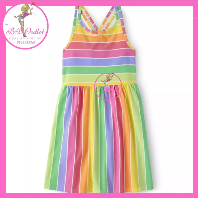 Váy cotton 2 dây bé gái xuất khẩu