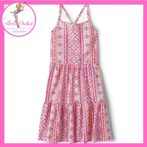 Váy cotton 2 dây bé gái xuất khẩu