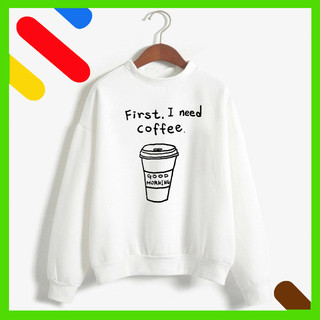 Áo sweater cổ chui in i need coffee