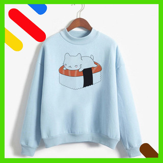 Áo sweater nỉ chui unisex in hình sushi có nhiều màu lựa chọn