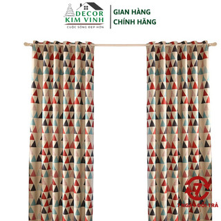 Rèm Vải Khoen Lỗ, Khoen Ri Đô, Rèm Dán Tam Giác Đỏ Decor Kim Vinh DCKV185