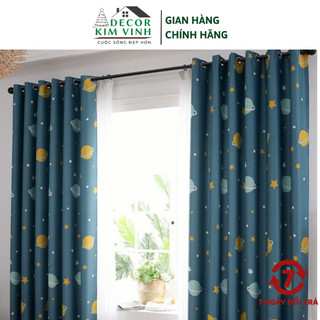 Rèm Vải Khoen Lỗ, Khoen Ri Đô, Rèm Dán Thiên Hà Xanh Decor Kim Vinh DCKV102