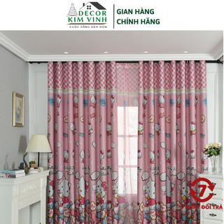 Rèm Vải Khoen Lỗ, Khoen Ri Đô, Rèm Dán Kitty Kẹo Ngọt Mẫu Mới Decor Kim Vinh DCKV155