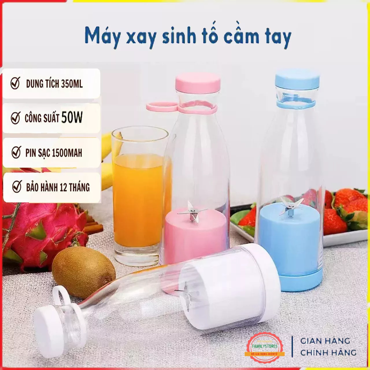 Máy Xay Sinh Tố Cầm Tay Mini Fresh Juice Đa Năng Máy Xay Hoa Quả Mini Cầm Tay Đế Sạc Không Dây Usb