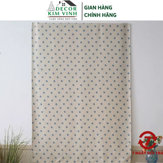 Rèm Dán Tường Chấm Bi Decor Kim Vinh Không Cần Thanh Treo DCKV236