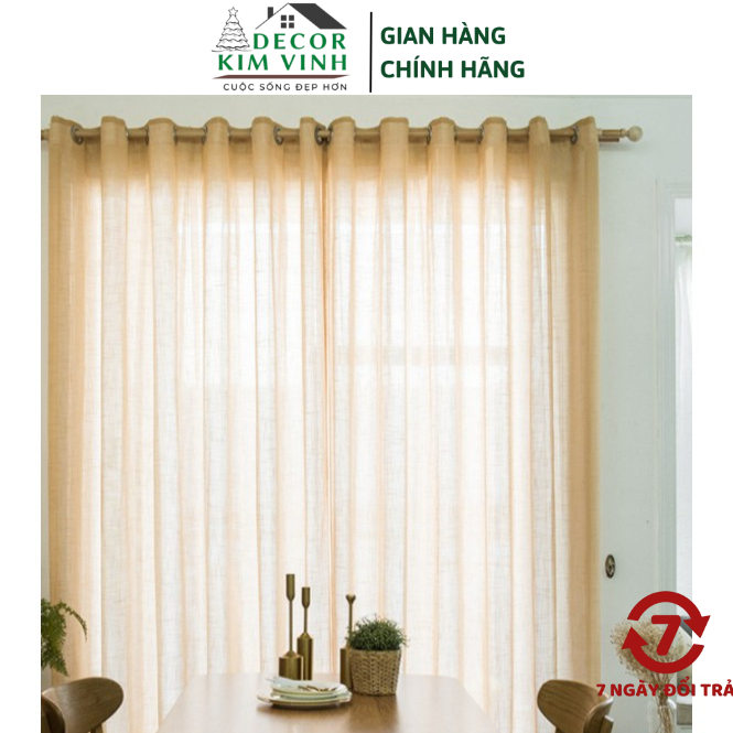 Rèm Voan Xô Khoen Lỗ, Khoen Ri Đô, Rèm Dán Vàng Nâu Decor Kim Vinh DCKV191