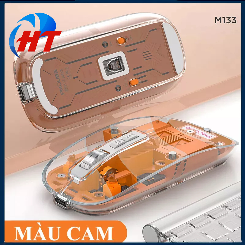 Chuột không dây FMOUSE M133 kết nối Bluetooth và USB 2.4G thiết kế trong suốt độc lạ - HT