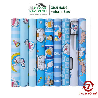 Decal giấy dán tường decor kim vinh mẫu doremon keo sẵn cuộn 10m khổ 45cm