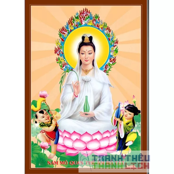 Tranh thêu chữ thập Phật Quan Thế Âm Bồ Tát 3D Ailuo AL53566 |60x40cm|