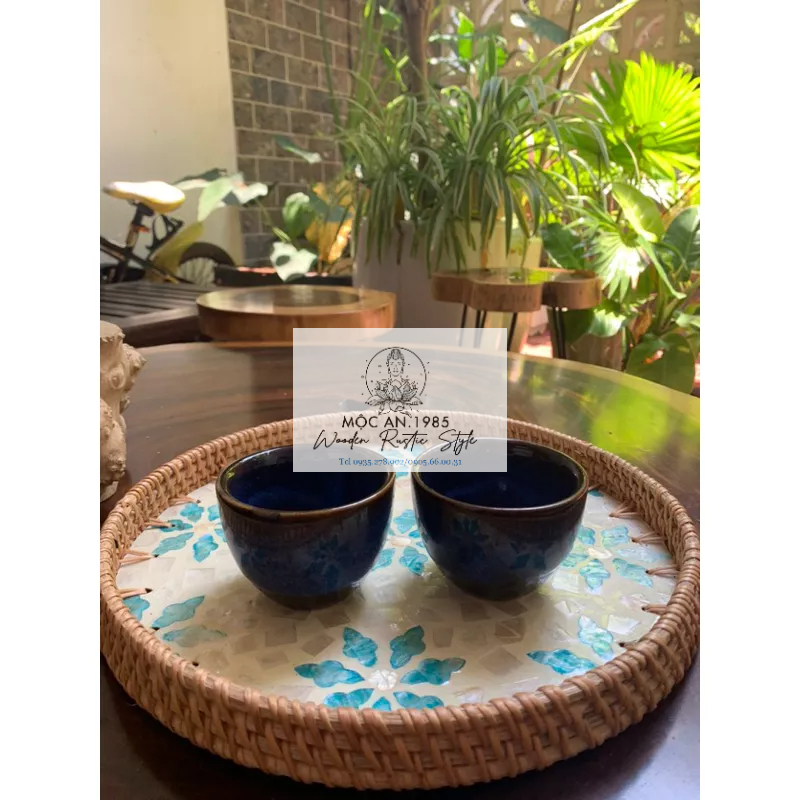 Ly cốc sứ decor, màu xanh dương đậm, hàng đẹp, dùng làm quà tặng, lưu niệm, gift