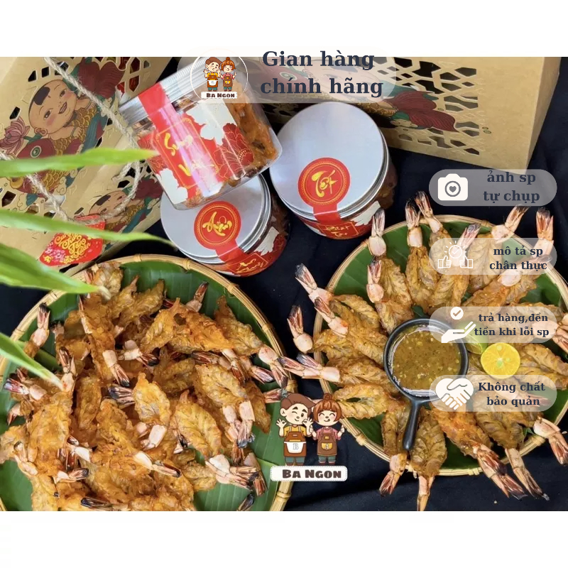 200g Tôm tẩm sấy ăn liền - tôm sấy muối ớt ăn liền - Hình shop tự chụp