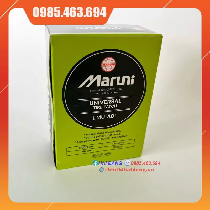 Hộp 100 miếng vá lốp không săm Maruni MU-A0, Nhật Bản