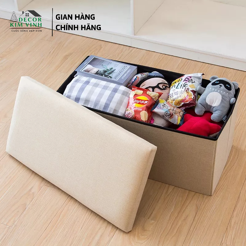 Ghế Dài Kiêm Hộp Đựng Đồ Decor Kim Vinh Gấp Gọn 50cmx30cm