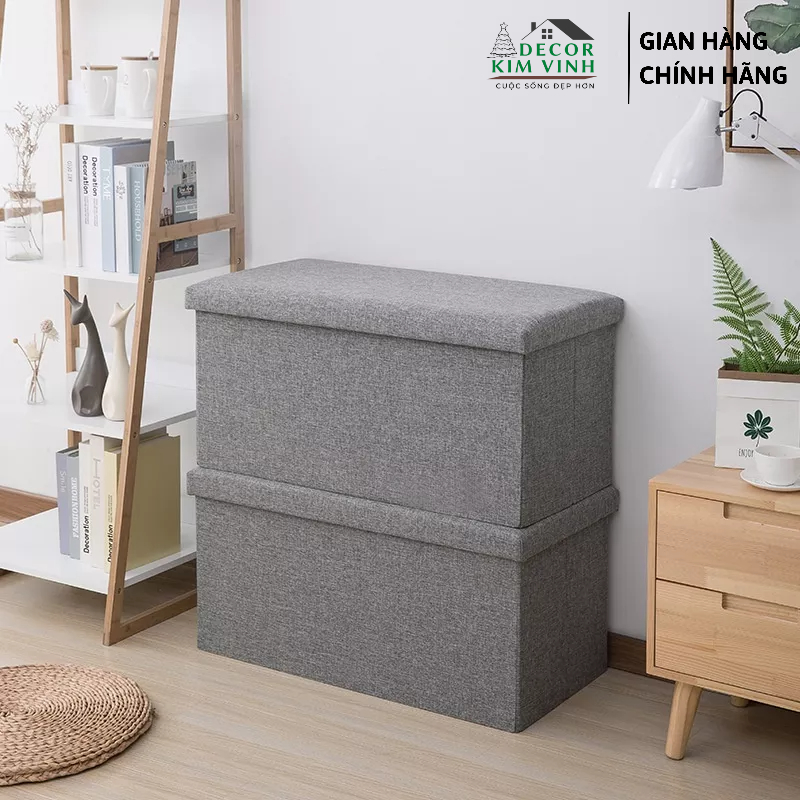 Ghế Dài Kiêm Hộp Đựng Đồ Decor Kim Vinh Gấp Gọn 50cmx30cm