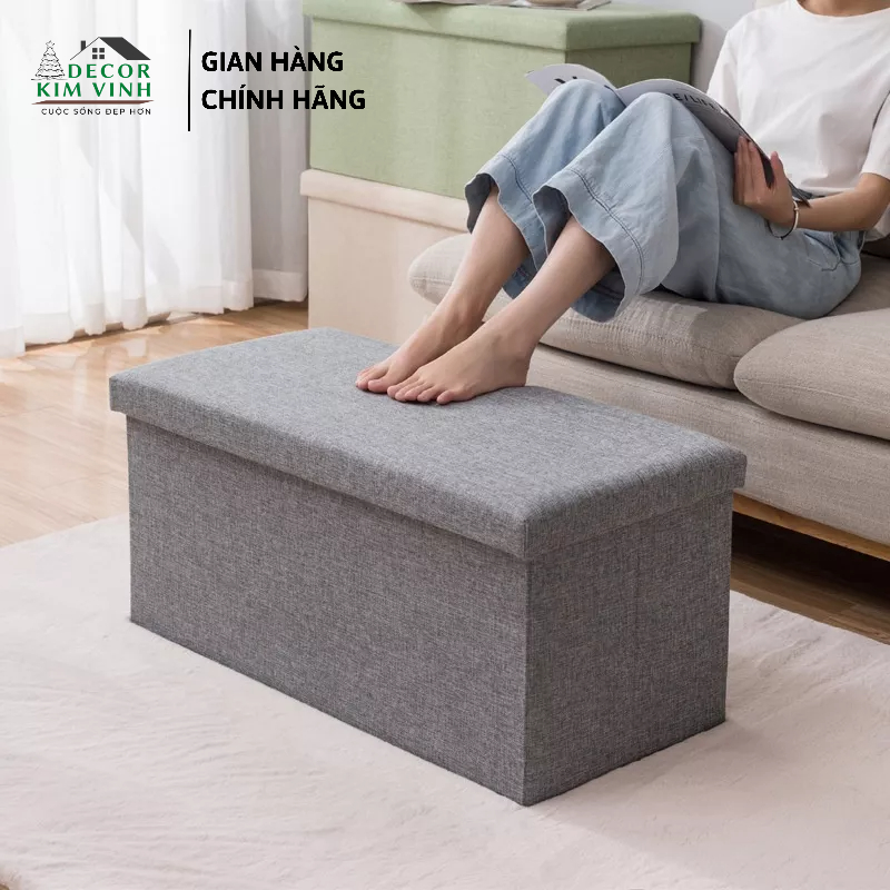 Ghế Dài Kiêm Hộp Đựng Đồ Decor Kim Vinh Gấp Gọn 50cmx30cm