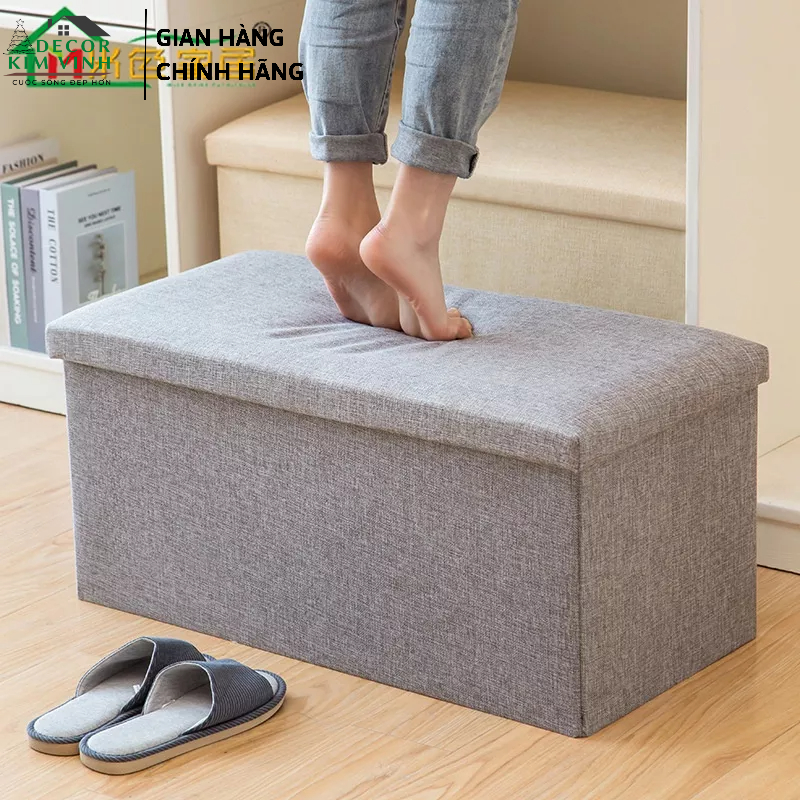 Ghế Dài Kiêm Hộp Đựng Đồ Decor Kim Vinh Gấp Gọn 50cmx30cm
