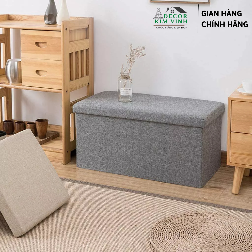 Ghế Dài Kiêm Hộp Đựng Đồ Decor Kim Vinh Gấp Gọn 50cmx30cm