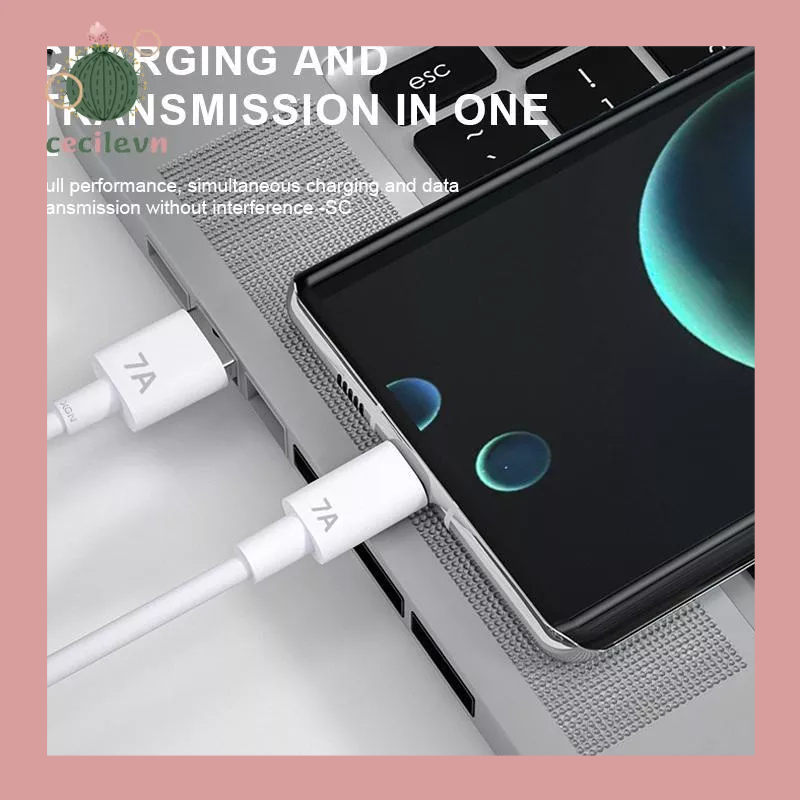 COD Dây Cáp Sạc Nhanh USB 7A 100W Type C Cho Huawei Mate 40 30 Xiaomi Samsung-CE